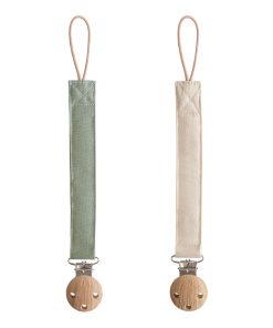 Mushie Linen Pacifier Clip 2-Pack