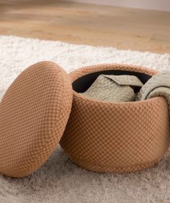 Enoki Storage Ottoman in Velvet Checker